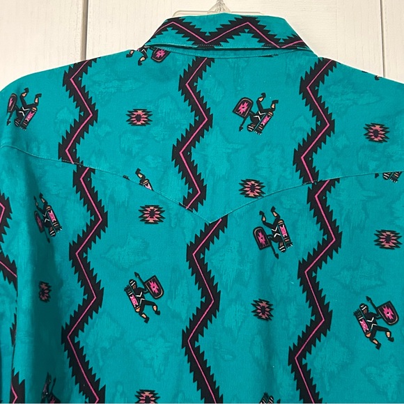 Wrangler Men’s Made in the USA Vintage Aztec Casual Button Down | Size XL 17.5” - Picture 5 of 9